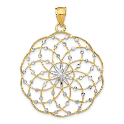14K Gelb- und Rhodiumgold Anhänger mit rhodinierter, diamantierter Kugel