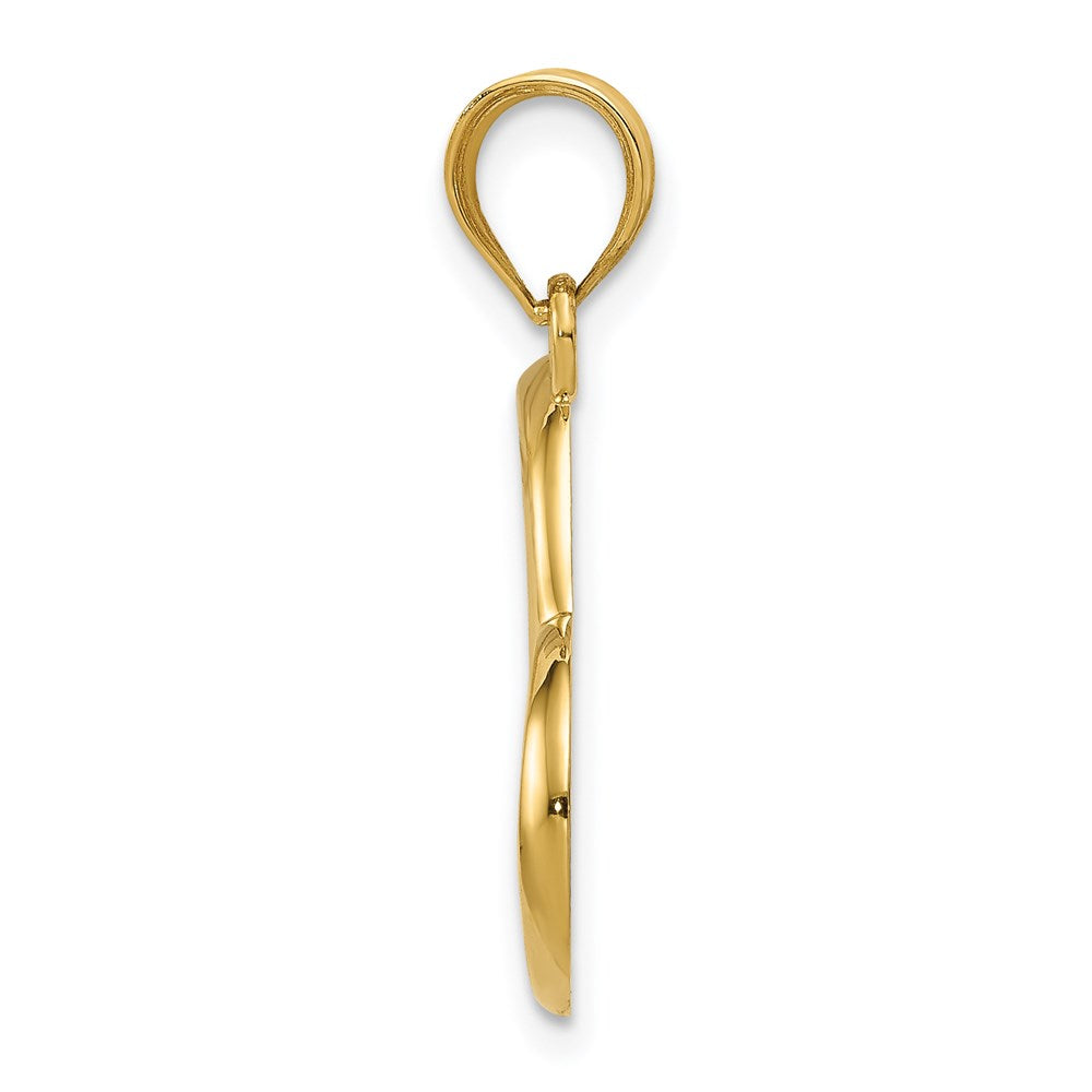 14K Gelbgold Poliert Dangling Herz Anhänger
