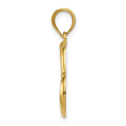 14K Gelbgold Poliert Dangling Herz Anhänger
