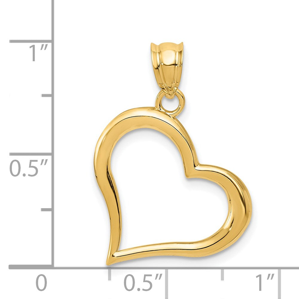 14K Gelbgold Poliert Dangling Herz Anhänger