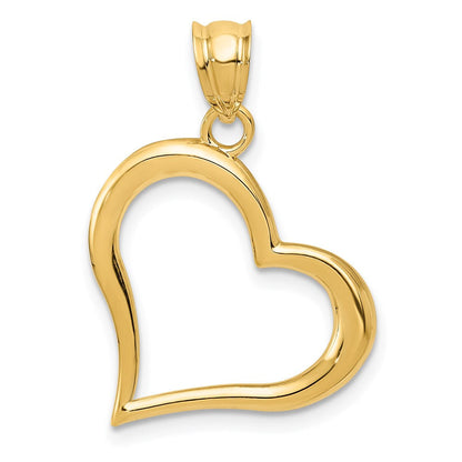 14K Gelbgold Poliert Dangling Herz Anhänger