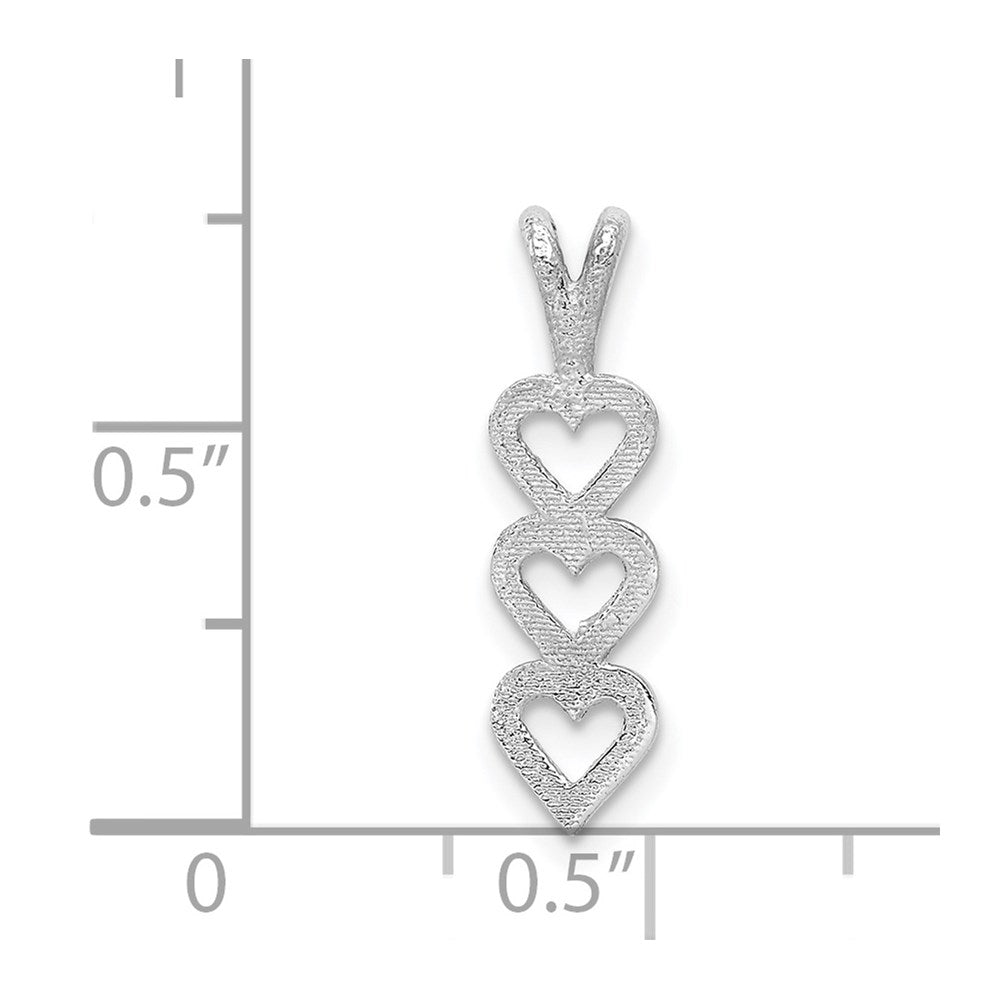 14K Weißgold Dreifach Herz Anhänger
