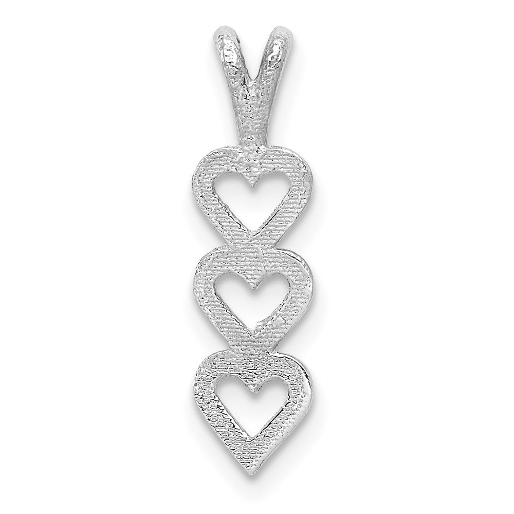 14K Weißgold Dreifach Herz Anhänger