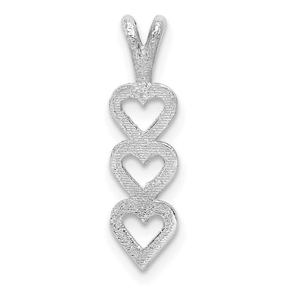 14K Weißgold Dreifach Herz Anhänger