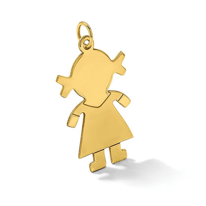 14K Gelbgold Charm „Mädchen" satiniert