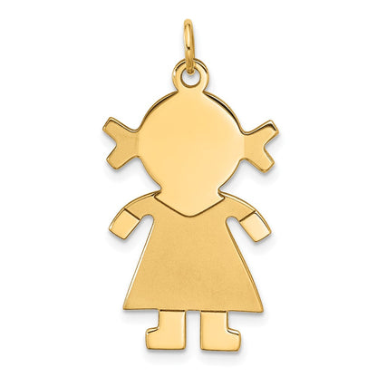 14K Gelbgold Charm „Mädchen" satiniert