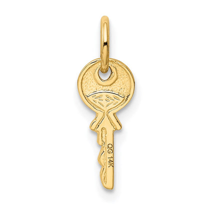 14K Gelbgold Poliert 3d Abgerundet Oberteil Key Charm