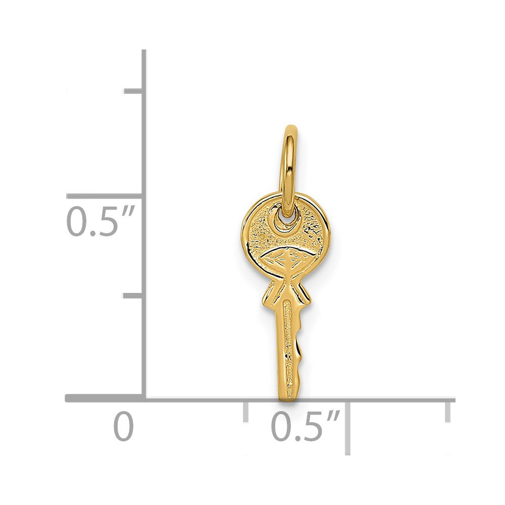 14K Gelbgold Poliert 3d Abgerundet Oberteil Key Charm