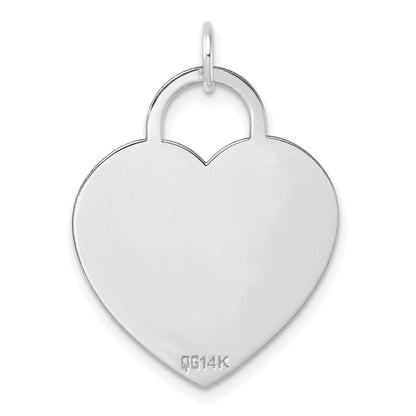14K Weißgold Herzscheiben-Charm