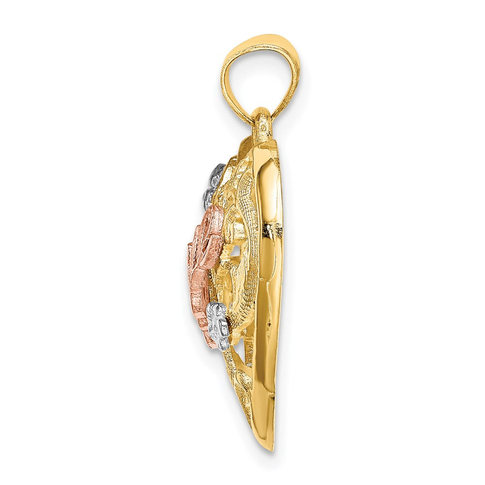 14K Bicolor-Gold mit Weißrhodium LOVE Herz-Charm