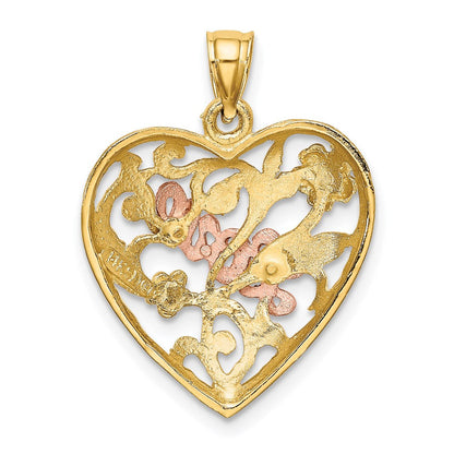 14K Bicolor-Gold mit Weißrhodium LOVE Herz-Charm