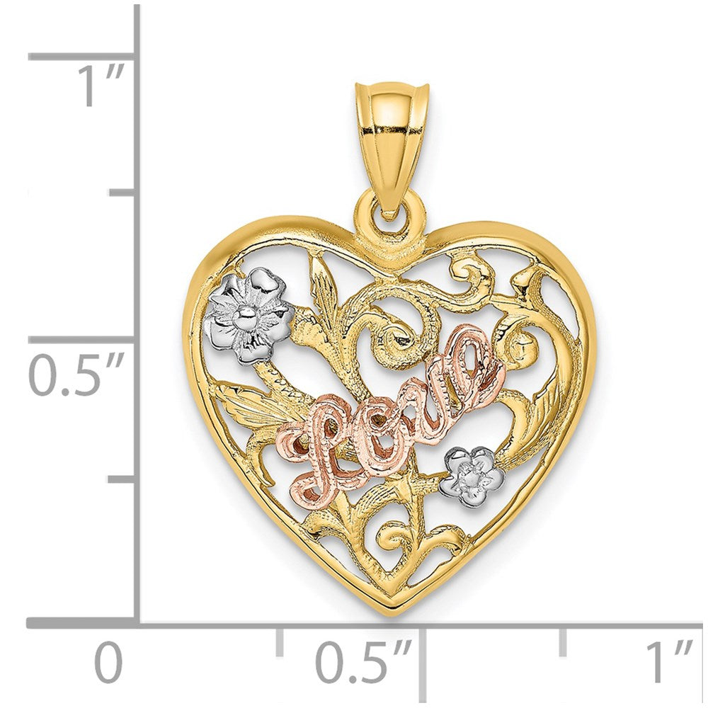 14K Bicolor-Gold mit Weißrhodium LOVE Herz-Charm