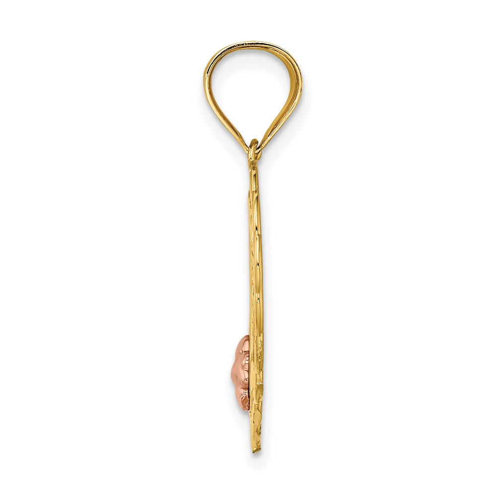 14K Bicolor-Gold MOM-Anhänger im Herzrahmen