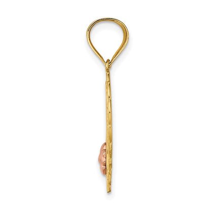 14K Bicolor-Gold MOM-Anhänger im Herzrahmen