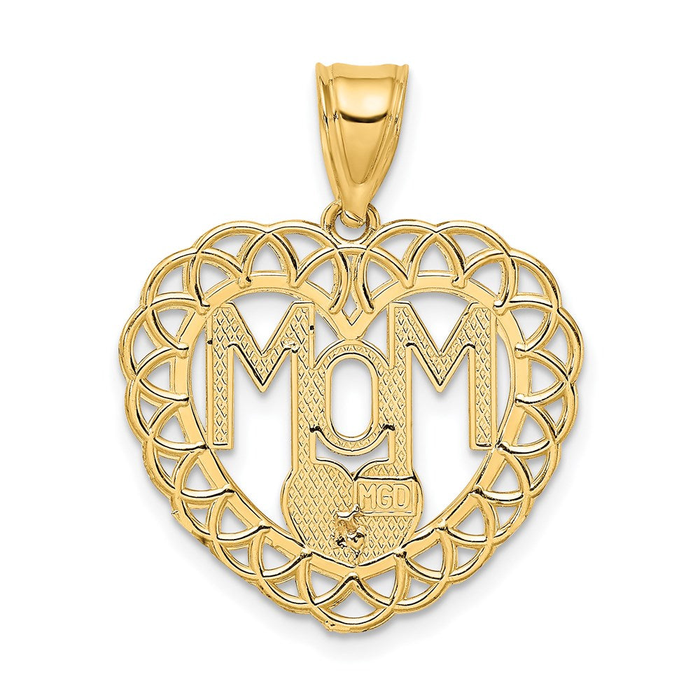 14K Bicolor-Gold MOM-Anhänger im Herzrahmen