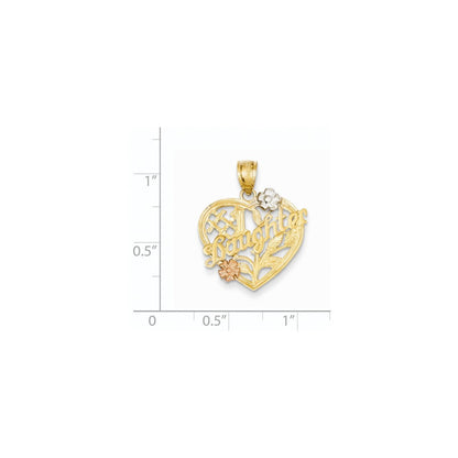 14 Karat Gelbgold, Gelbgold & Roségold mit Rhodium „#1 Daughter“ in Herz-Anhänger
