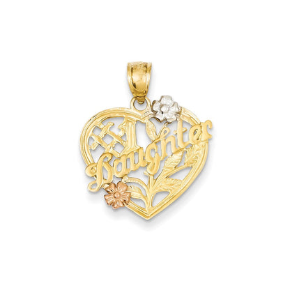 14 Karat Gelbgold, Gelbgold & Roségold mit Rhodium „#1 Daughter“ in Herz-Anhänger