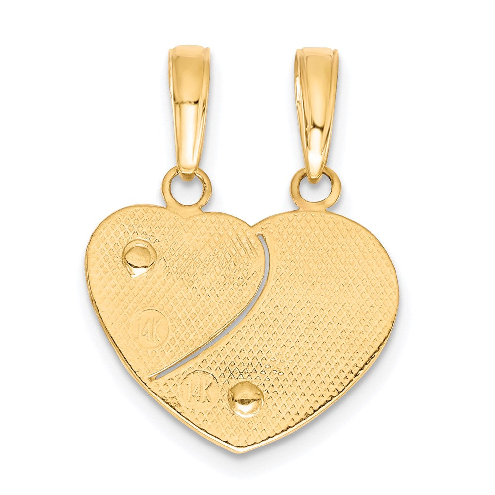 14 Karat Bicolor-Gold Herz-Anhänger „MOMMY-ME" zum Auseinandernehmen