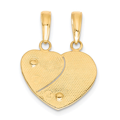 14 Karat Bicolor-Gold Herz-Anhänger „MOMMY-ME" zum Auseinandernehmen