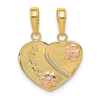 14 Karat Bicolor-Gold Herz-Anhänger „MOMMY-ME" zum Auseinandernehmen