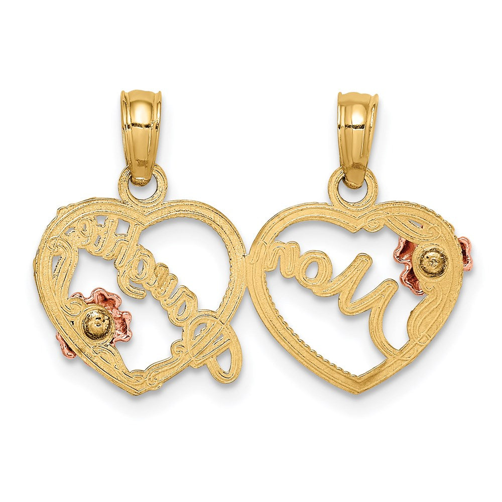 14K Bicolor Mama - Tochter Break-apart Herzen Anhänger