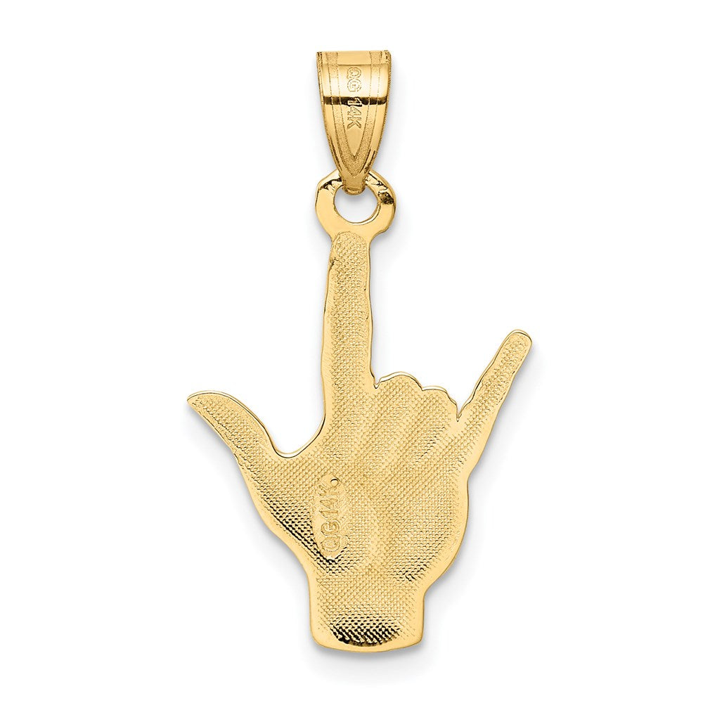 14K Gelbgold Poliert I Liebe You Hand/sign Language Charm