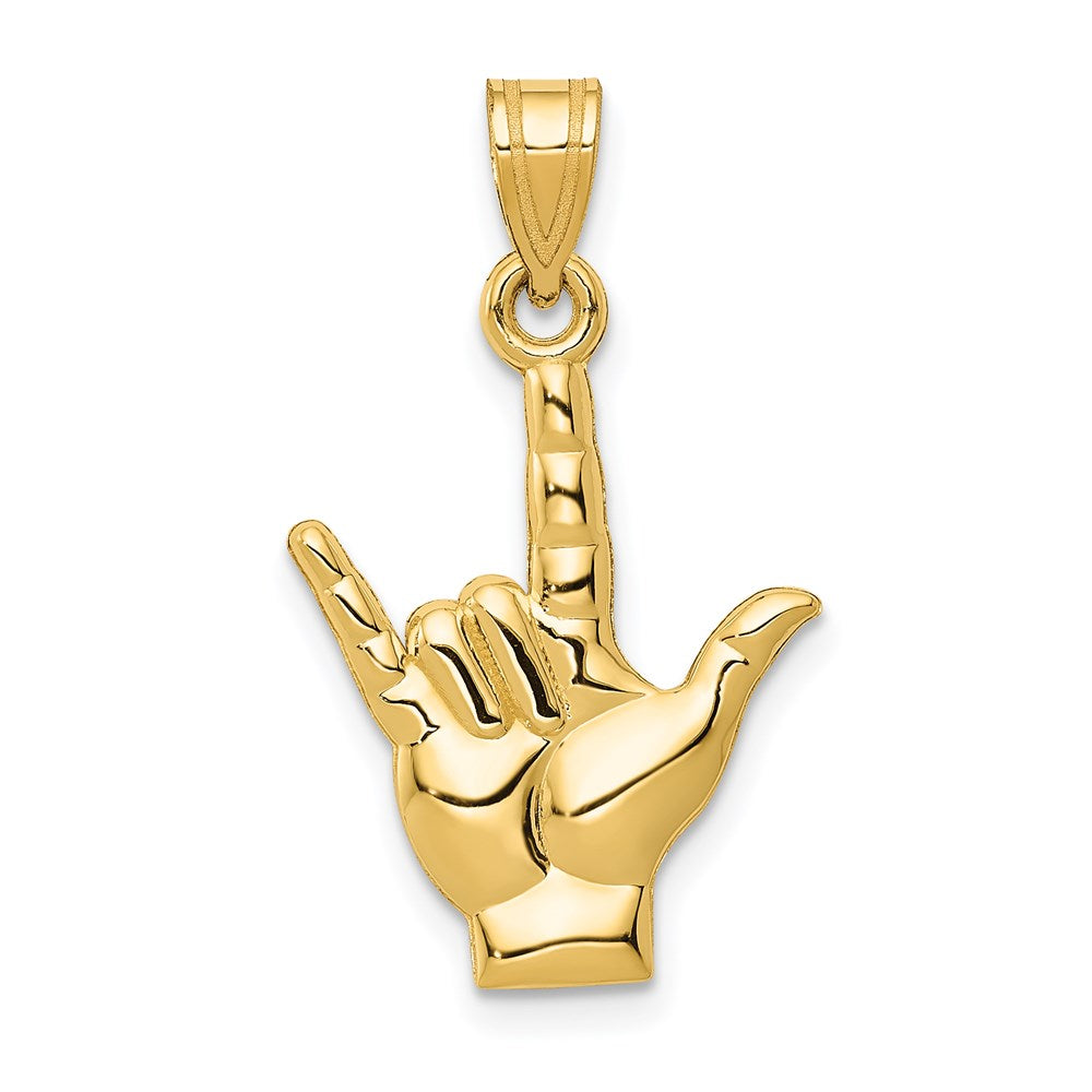 14K Gelbgold Poliert I Liebe You Hand/sign Language Charm