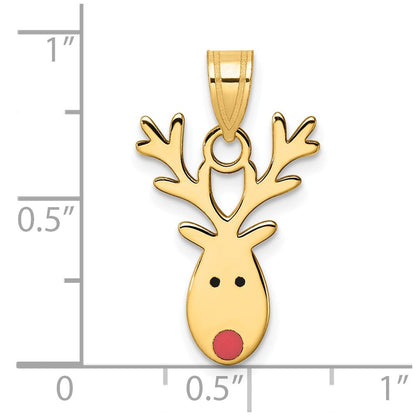 14K Gelbgold Rentier-Charm mit Emaille