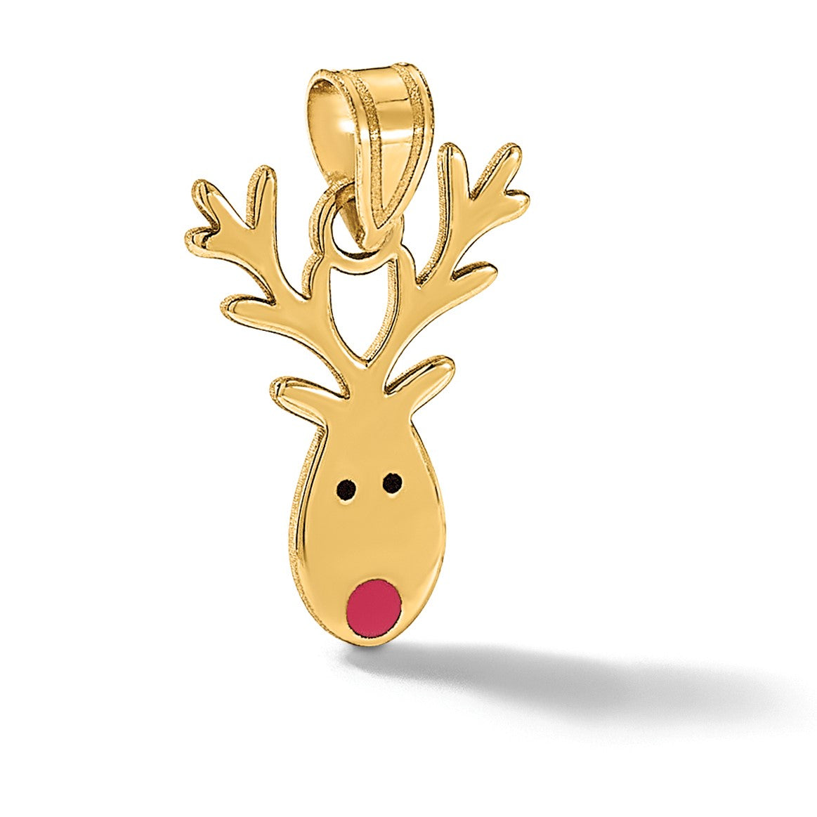 14K Gelbgold Rentier-Charm mit Emaille