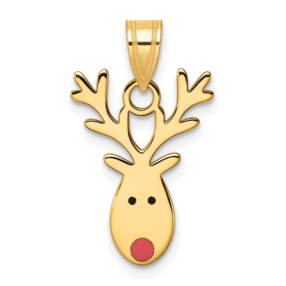 14K Gelbgold Rentier-Charm mit Emaille
