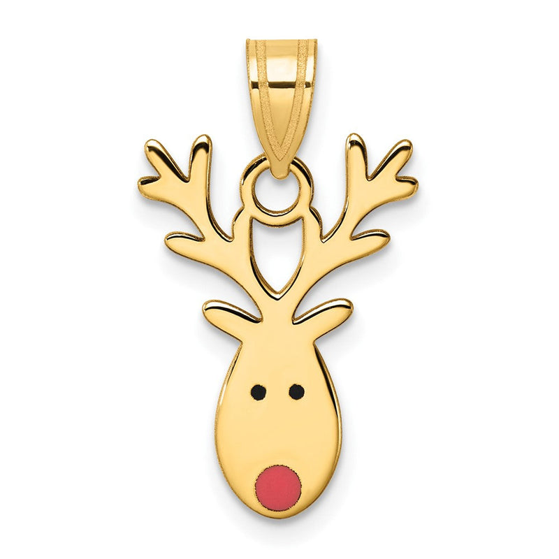 14K Gelbgold Rentier-Charm mit Emaille