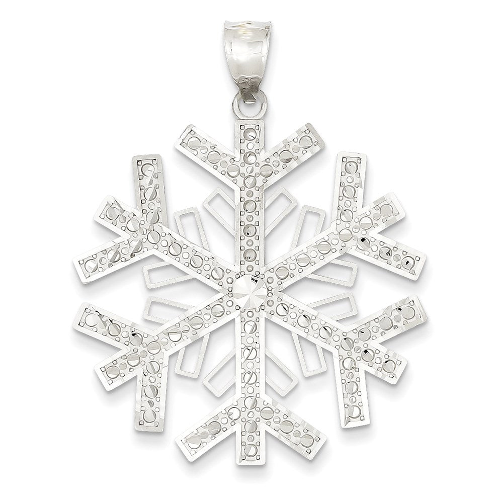 14K Weißgold Schneeflocken-Anhänger