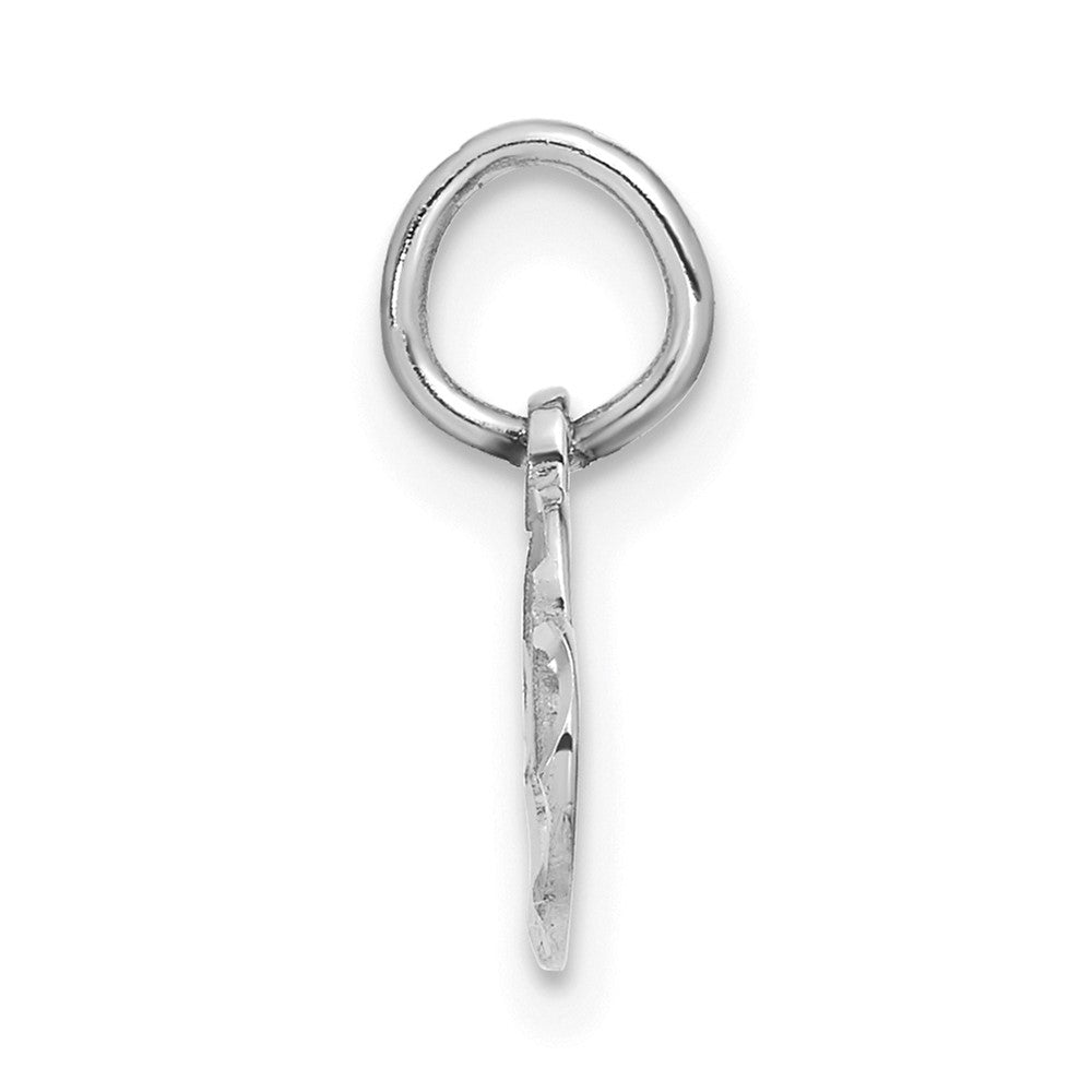 14K Weißgold Satiniert und Diamantiert Doppelt Herz Charm