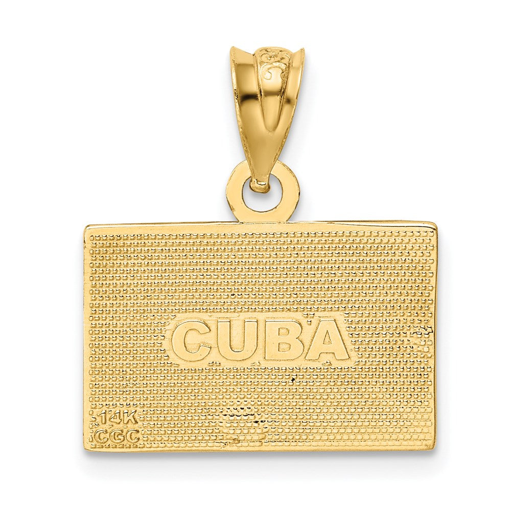 14K Gelbgold Anhänger mit Emaille-Design der kubanischen Flagge