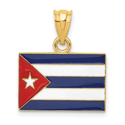 14K Gelbgold Anhänger mit Emaille-Design der kubanischen Flagge