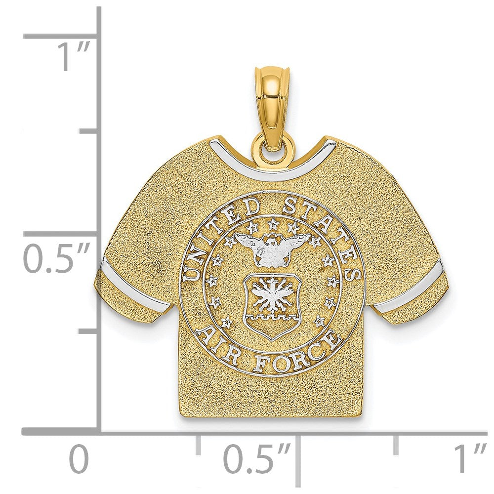 14K Gelb- und Rhodiumgold mit Rhodium US-Luftwaffe-T-Shirt-Charm