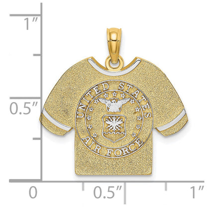 14K Gelb- und Rhodiumgold mit Rhodium US-Luftwaffe-T-Shirt-Charm