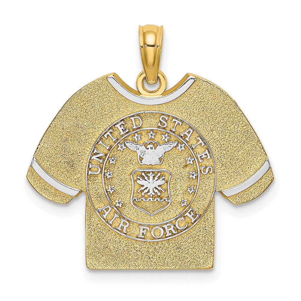 14K Gelb- und Rhodiumgold mit Rhodium US-Luftwaffe-T-Shirt-Charm
