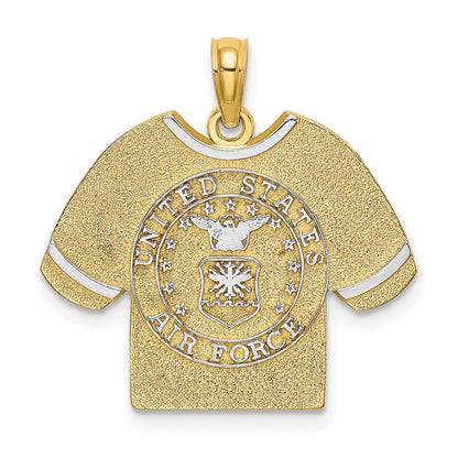 14K Gelb- und Rhodiumgold mit Rhodium US-Luftwaffe-T-Shirt-Charm