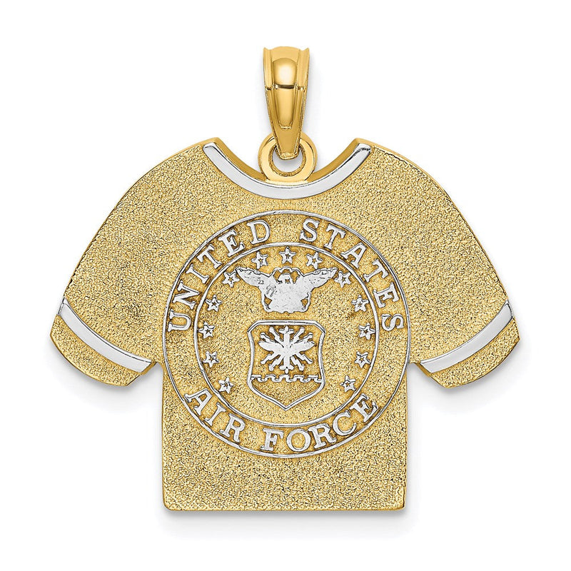 14K Gelb- und Rhodiumgold mit Rhodium US-Luftwaffe-T-Shirt-Charm