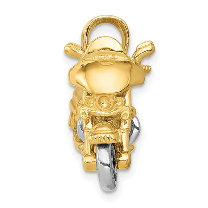 14 Karat Bicolor-Gold 3-D-Anhänger „Motorrad” beweglich