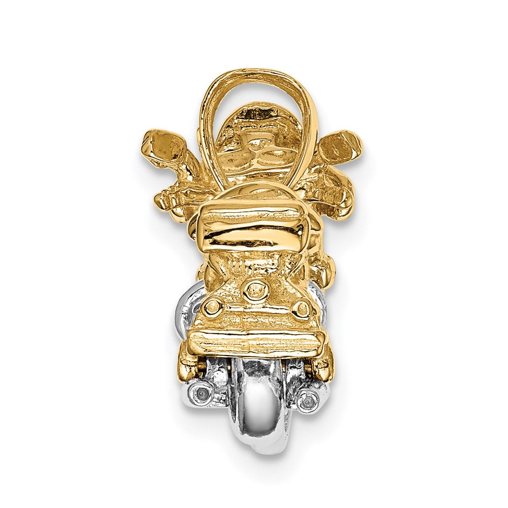14 Karat Bicolor-Gold 3-D-Anhänger „Motorrad” beweglich