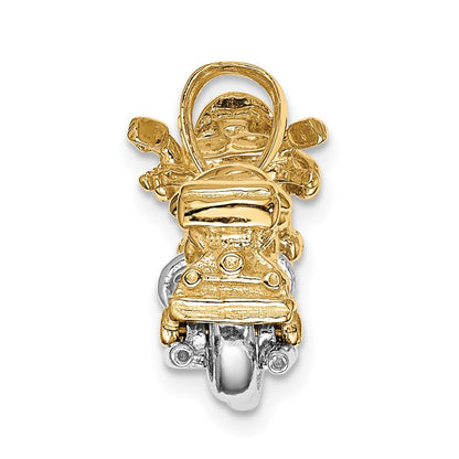 14 Karat Bicolor-Gold 3-D-Anhänger „Motorrad” beweglich