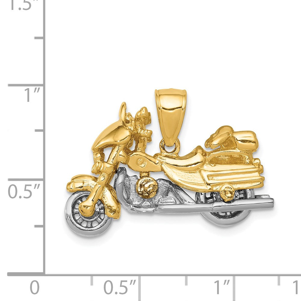 14 Karat Bicolor-Gold 3-D-Anhänger „Motorrad” beweglich