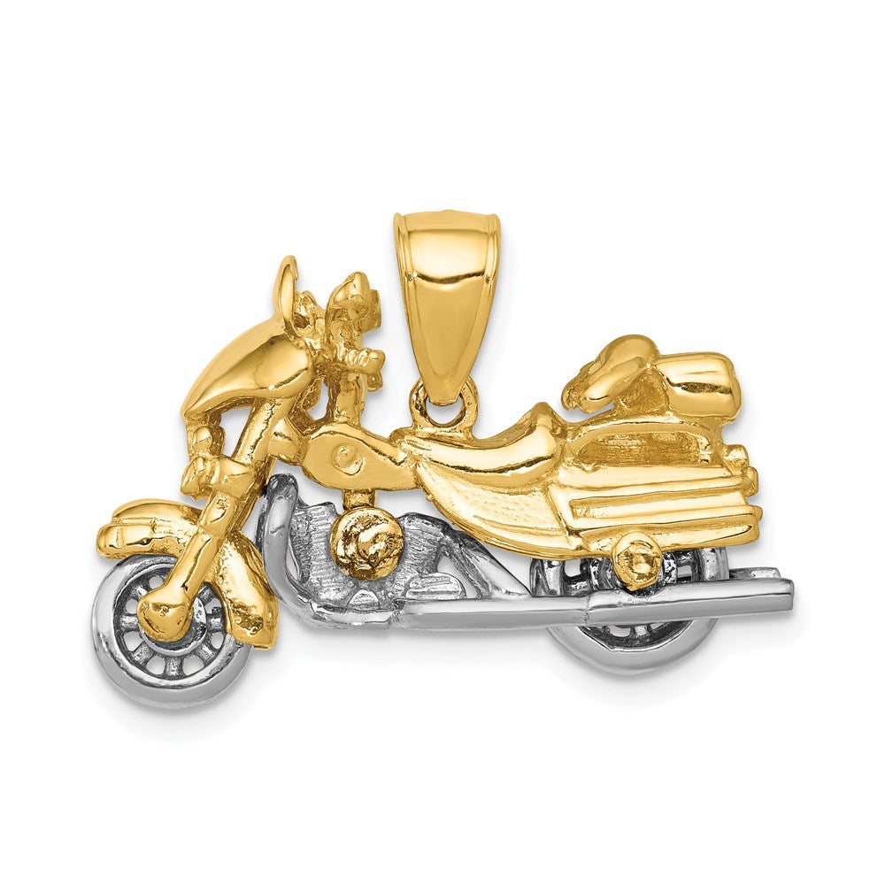 14 Karat Bicolor-Gold 3-D-Anhänger „Motorrad” beweglich