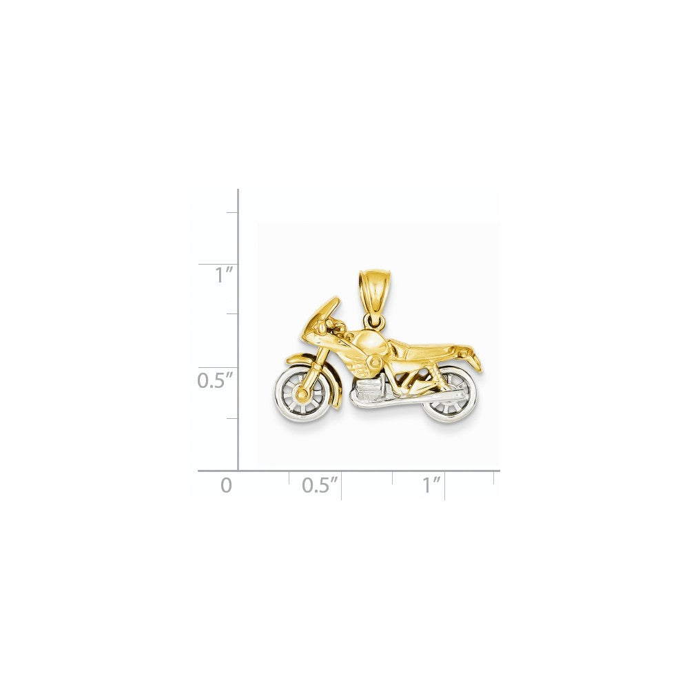 14K Bicolor Gold 3-D Motorrad-Anhänger