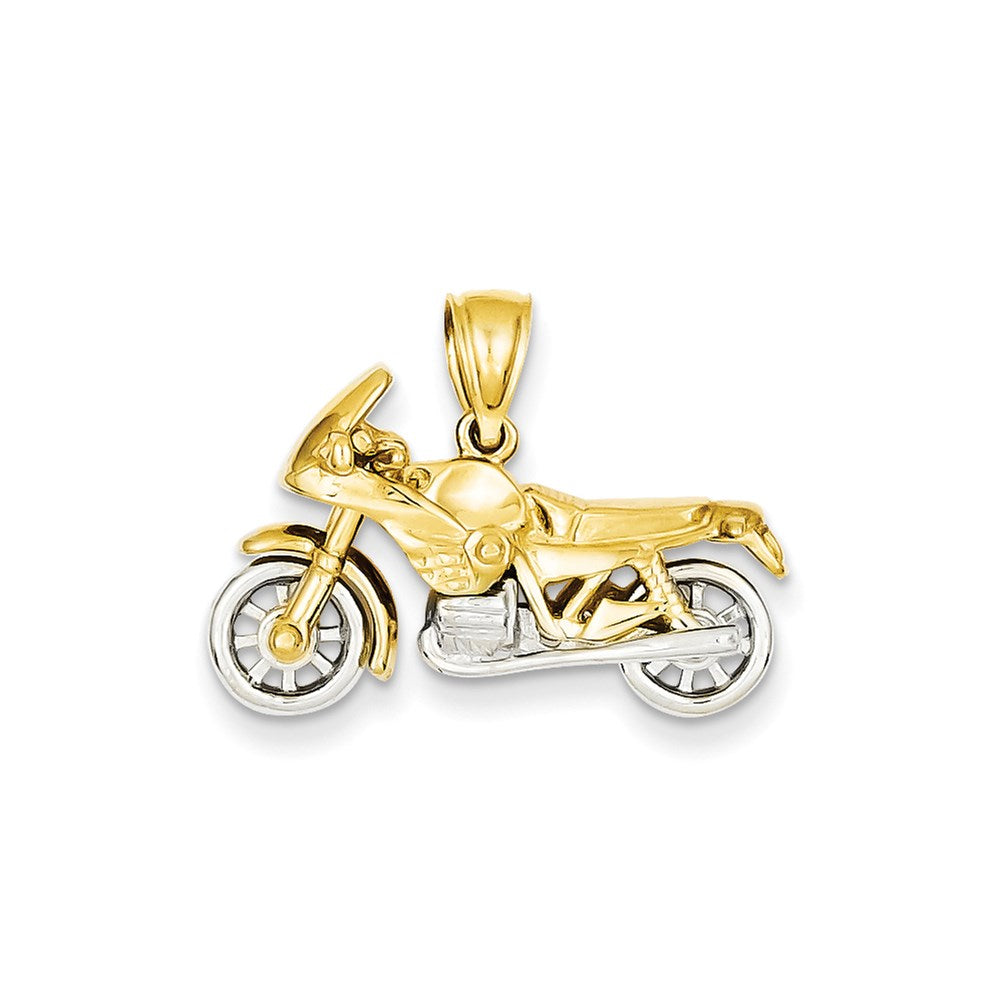 14K Bicolor Gold 3-D Motorrad-Anhänger