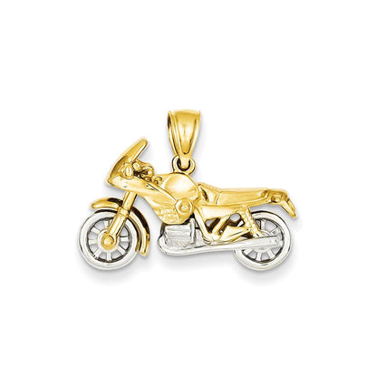 14K Bicolor Gold 3-D Motorrad-Anhänger