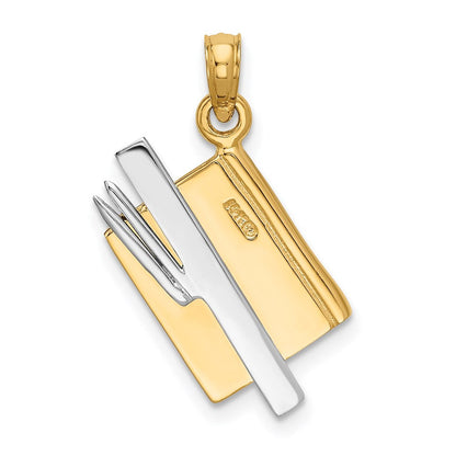 14K Bicolor Gold 3-D Emailliertes ABC-Schulbuch-Anhänger