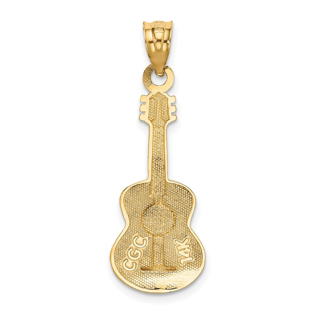 14K Gelbgold Emaillierter Gitarren-Anhänger